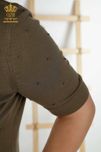 Grossiste Pull en Tricot Femme - Modèle Américain - Kaki - 30131 | KAZEE - Thumbnail