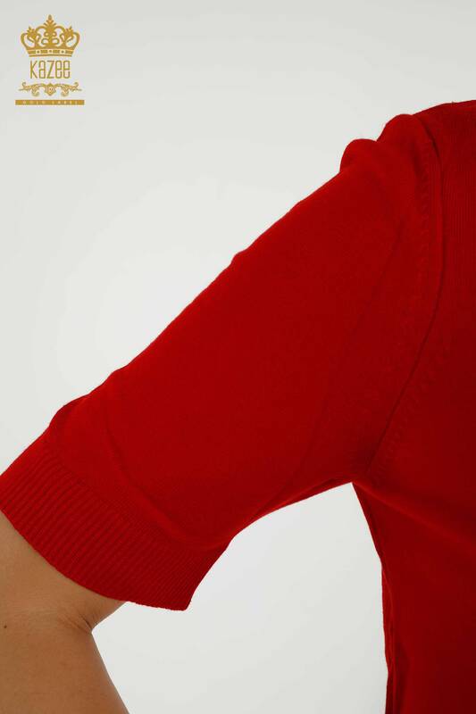 Grossiste en Tricot Femme - Modèle Américain - Rouge - 30255 | KAZEE
