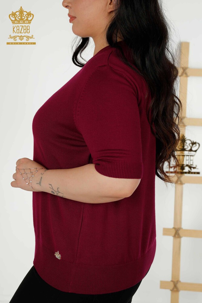 Grossiste Pull en Tricot Femme - Modèle Américain - Violet - 30389 | KAZEE - 6