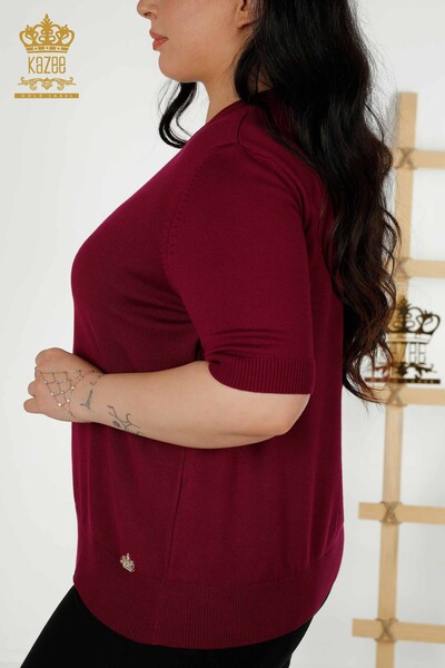 Grossiste Pull en Tricot Femme - Modèle Américain - Violet - 30389 | KAZEE - 6