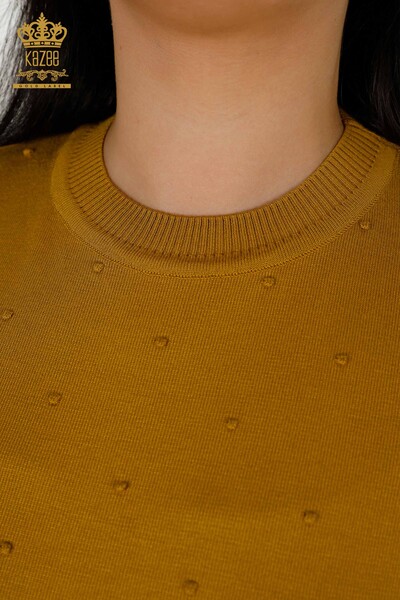 Grossiste Pull en Tricot Femme - Modèle Américain - Moutarde - 30131 | KAZEE - Thumbnail