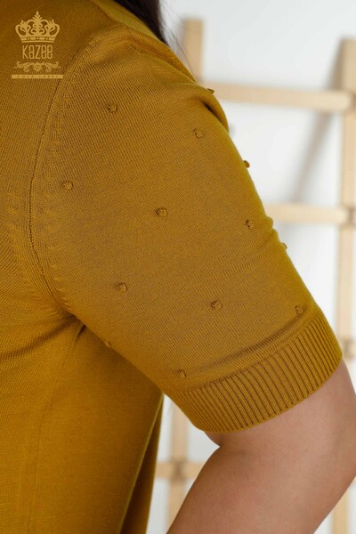 Grossiste Pull en Tricot Femme - Modèle Américain - Moutarde - 30131 | KAZEE - Thumbnail