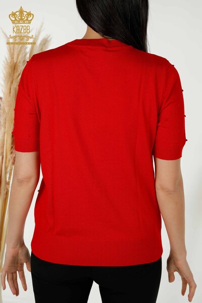 Grossiste Pull en Tricot Femme - Modèle Américain - Rouge - 30131 | KAZEE - Thumbnail