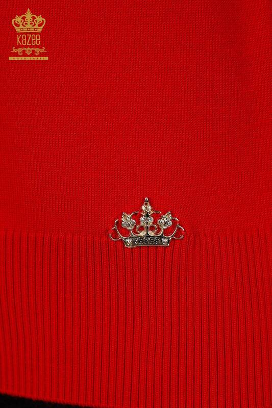 Grossiste en Tricot Femme - Modèle Américain - Rouge - 30389 | KAZEE
