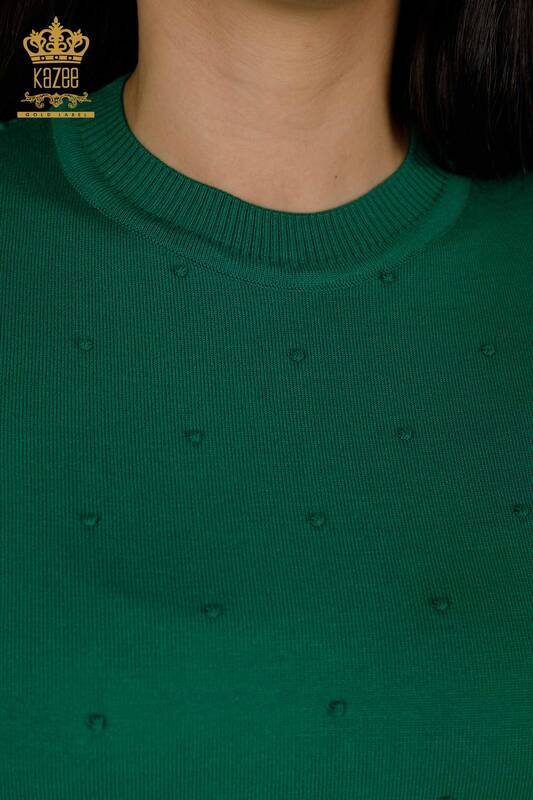 Grossiste Pull en Tricot Femme - Modèle Américain - Vert - 30131 | KAZEE