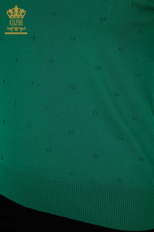 Grossiste Pull en Tricot Femme - Modèle Américain - Vert - 30131 | KAZEE