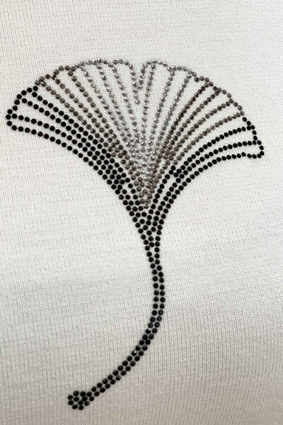 Vente en gros de pull brodé à col montant à motifs pour femmes - 16608 | KAZEE - Thumbnail