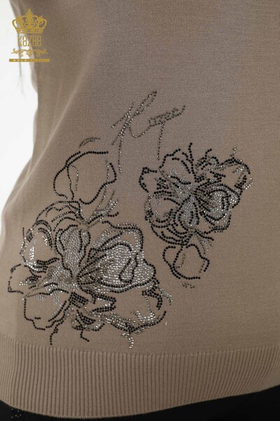 Grossiste Pull en Femme - Motif Floral - Vison - 30152 | KAZEE - Thumbnail