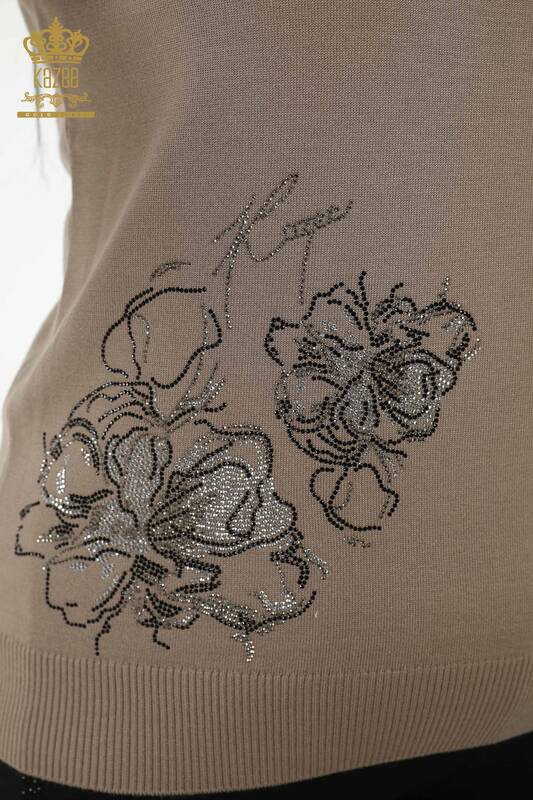Grossiste Pull en Femme - Motif Floral - Vison - 30152 | KAZEE