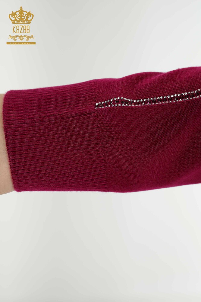 Grossiste Pull en Tricot Femme Motif Oiseau Violet - 16459 | KAZEE - 7