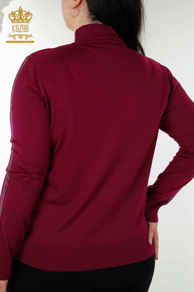 Grossiste Pull en Tricot Femme Motif Oiseau Violet - 16459 | KAZEE - 8