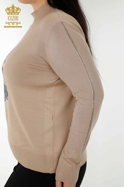 Grossiste Pull en Tricot Femme Motif Oiseau Vison - 16459 | KAZEE - 6