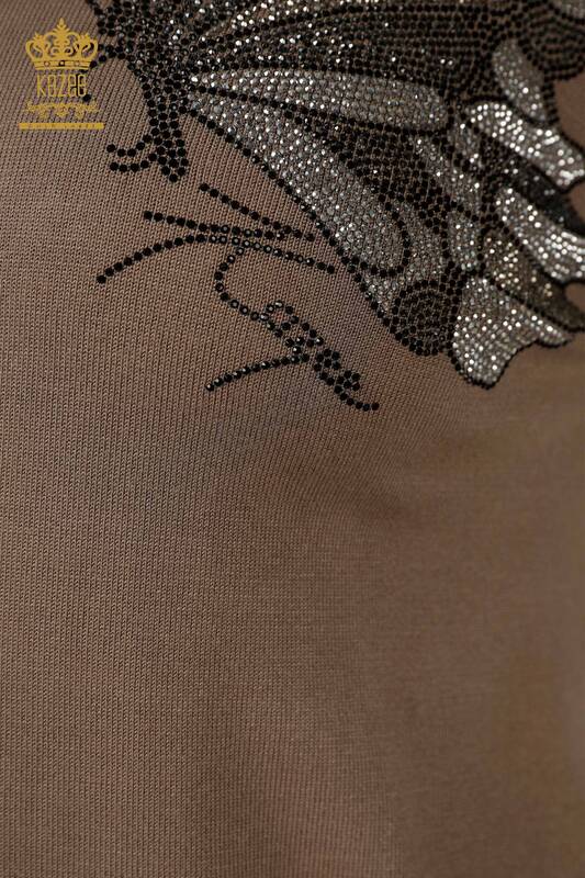 Grossiste Tricot Pull Femme Motif Papillon Vison - 16958 | KAZEE
