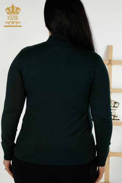 Grossiste Pull Femme en Tricot - À Motifs - Vert Foncé - 30005 | KAZEE - Thumbnail