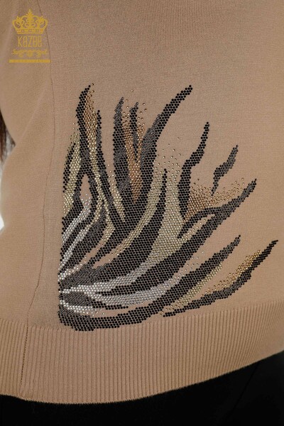 Grossiste Pull en Tricot pour Femme - À Motifs - Vison - 30005 | KAZEE - Thumbnail