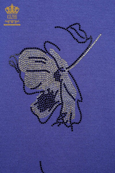 Vente en gros de pull en tricot pour femmes Stone Brodé Rose Pattern - 16622 | KAZEE - Thumbnail