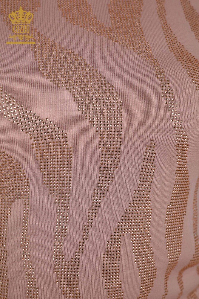 Grossiste Pull en Tricot Femme - Pierre Brodée - Poudre - 16728 | KAZEE - 3