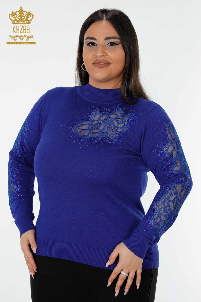 Vente en gros Pull en maille pour femmes Saks à motifs roses - 16832 | KAZEE - 1