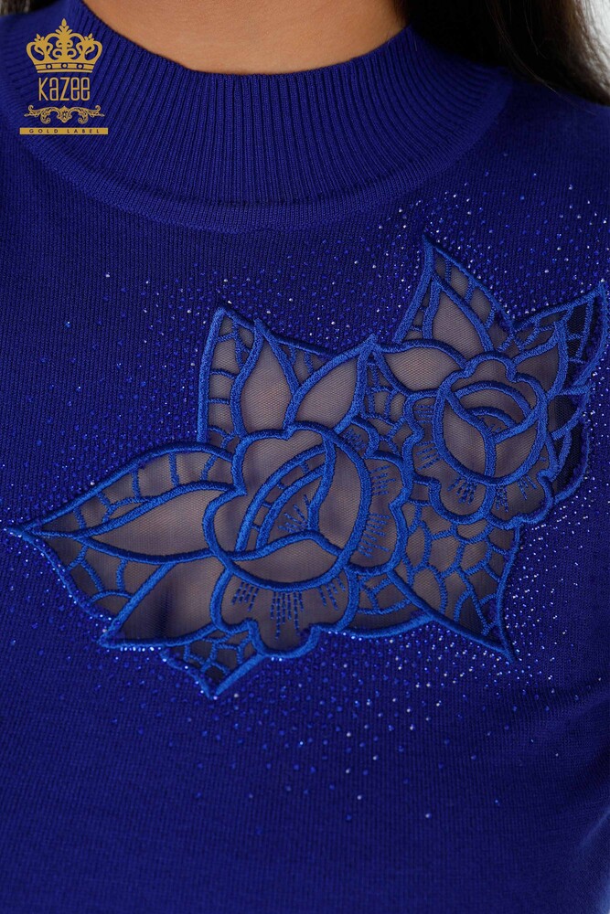 Vente en gros Pull en maille pour femmes Saks à motifs roses - 16832 | KAZEE - 3