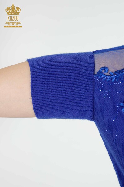 Vente en gros de pull en maille pour femmes en tulle détaillé Saks - 16826 | KAZEE - 8