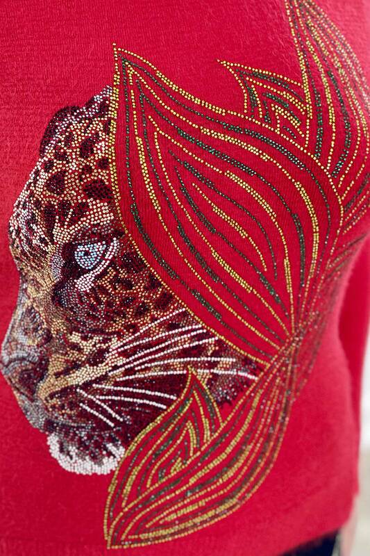 Vente en gros Tiger Pattern Turtleneck Stone Angora Tricots Pour Femmes - 18912 | KAZEE