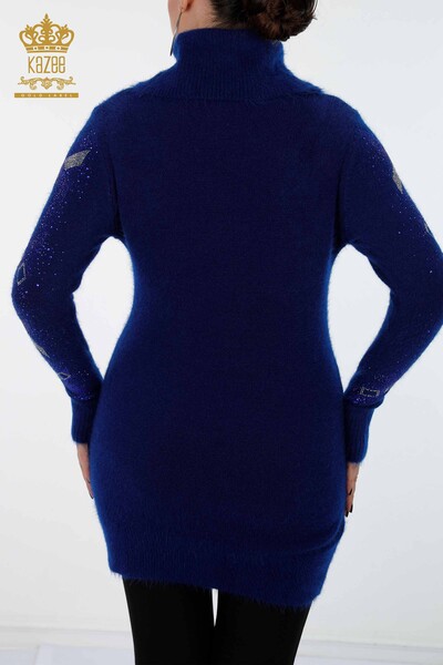 Vente en gros de tricots pour femmes à manches tuniques en pierre à col roulé à motifs brodés - 18872 | KAZEE - Thumbnail
