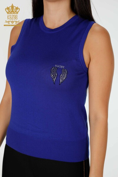 Vente en gros de tricots pour femmes Angel Wing Patterned Sleeveless Saks - 16921 | KAZEE - Thumbnail
