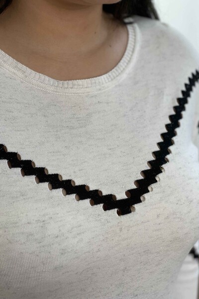 Vente en gros de tricots pour femmes à col ras du cou auto-détaillé - 15824 | KAZEE - Thumbnail