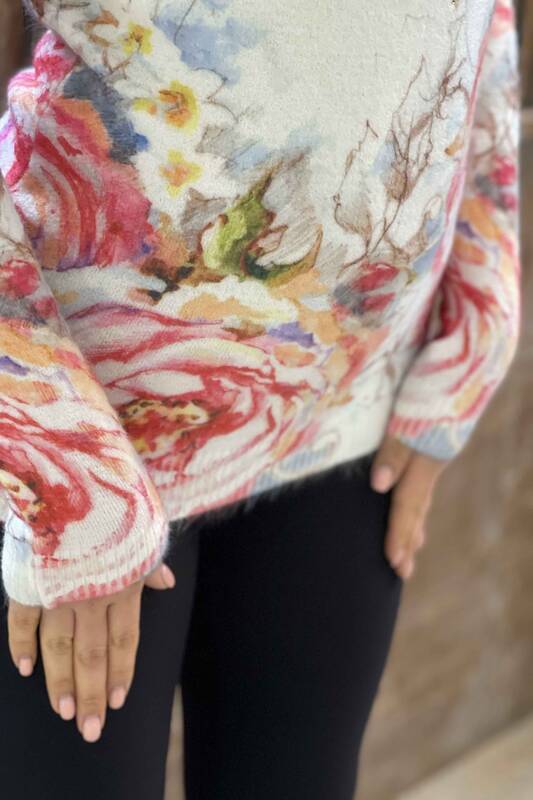 Vente en gros de tricots angora à imprimé papillon numérique pour femmes - 18861 | KAZEE