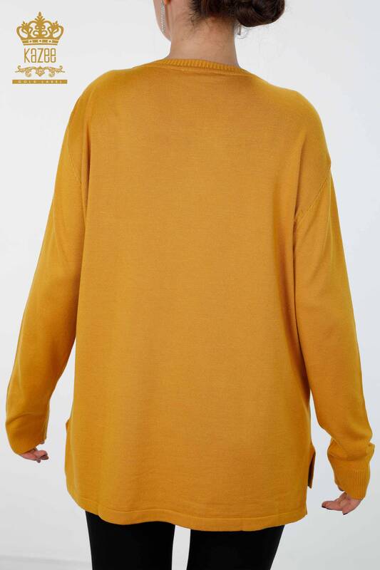 Vente en gros de tricots pour femmes à manches longues à motifs de pierres brodées - 16623 | KAZEE