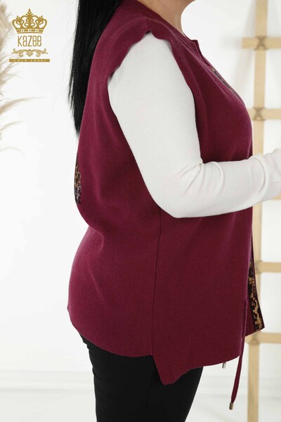Grossiste Gilet Court Femme - Motif Léopard - Violet - 30311 | KAZEE - 6
