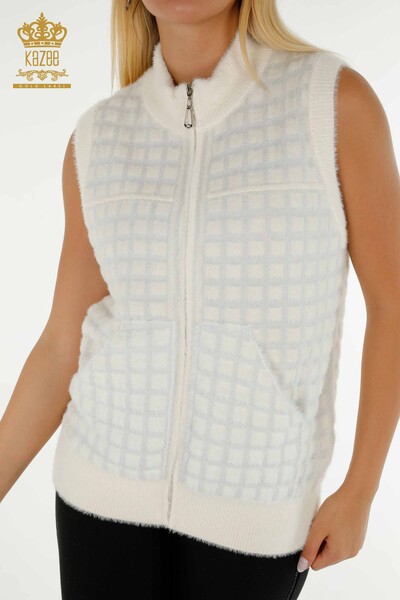 Gros Cardigan Femme Sans Manches Angora Ecru - 30212 | KAZEE - 2