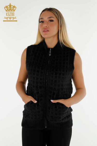 Vente en gros Cardigan Femme Sans Manches Angora Noir - 30212 | KAZEE - 1