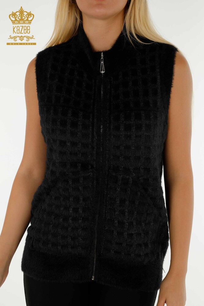 Vente en gros Cardigan Femme Sans Manches Angora Noir - 30212 | KAZEE - 2