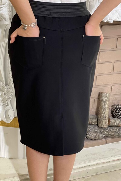 Vente en gros jupe en viscose détaillée à deux poches pour femme - 4143 | KAZEE - Thumbnail