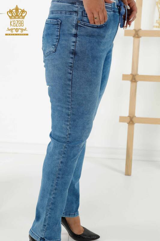 Grossiste Jeans Femme - Taille Élastique - Bleu - 3678 | KAZEE