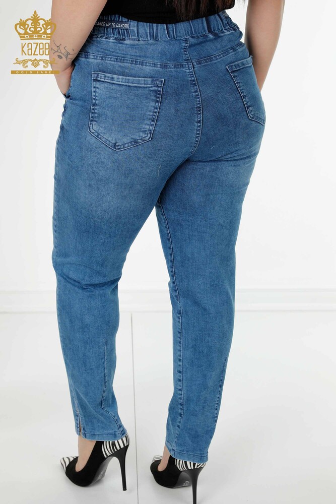 Grossiste Jeans Femme Taille Élastique Bleu - 3696 | KAZEE - 6