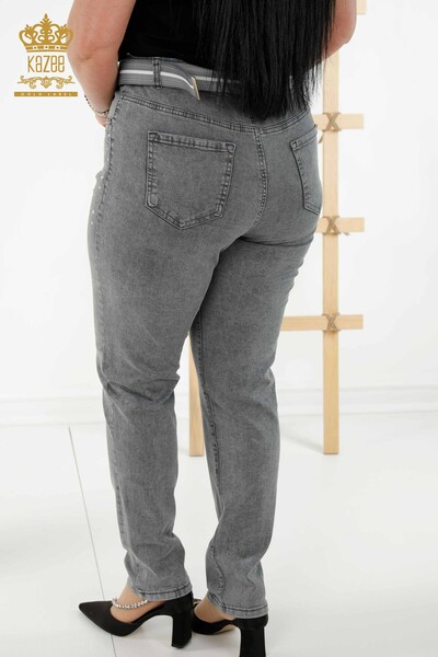 Grossiste Pantalon Femme Stone Brodé Gris - 3689 | KAZEE - Thumbnail