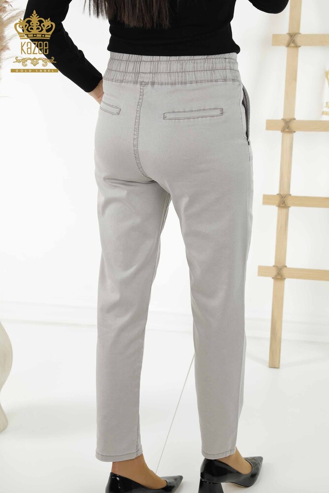 Grossiste Pantalon Femme - Pierre Brodée - Gris Clair - 3674 | KAZEE - 7