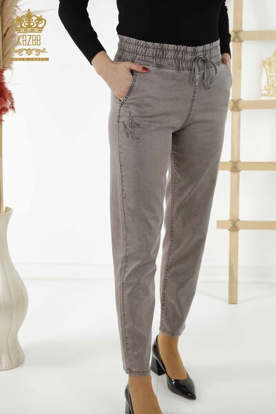 Grossiste Pantalon Femme - Pierre Brodée - Marron - 3674 | KAZEE - 2