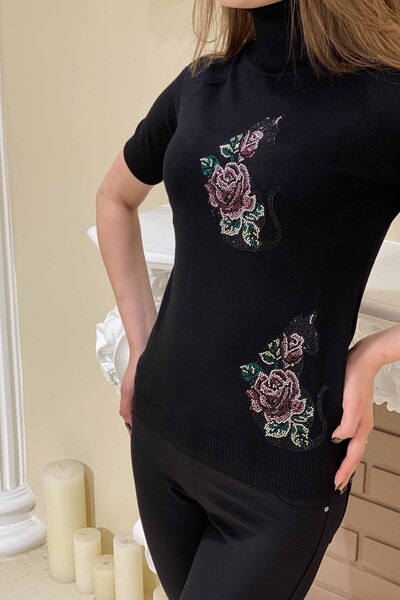 Vente en gros de tricots brodés à motif floral pour femmes. -13752 | KAZEE - Thumbnail