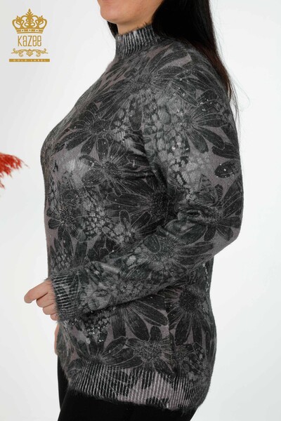 Grossiste Pull Femme Angora Cristal Pierre Vison Brodé - 16006 | KAZEE - 6