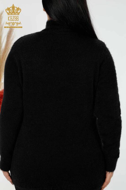 Grossiste Pull Femme Tricot Angora Noir - 18964 | KAZEE