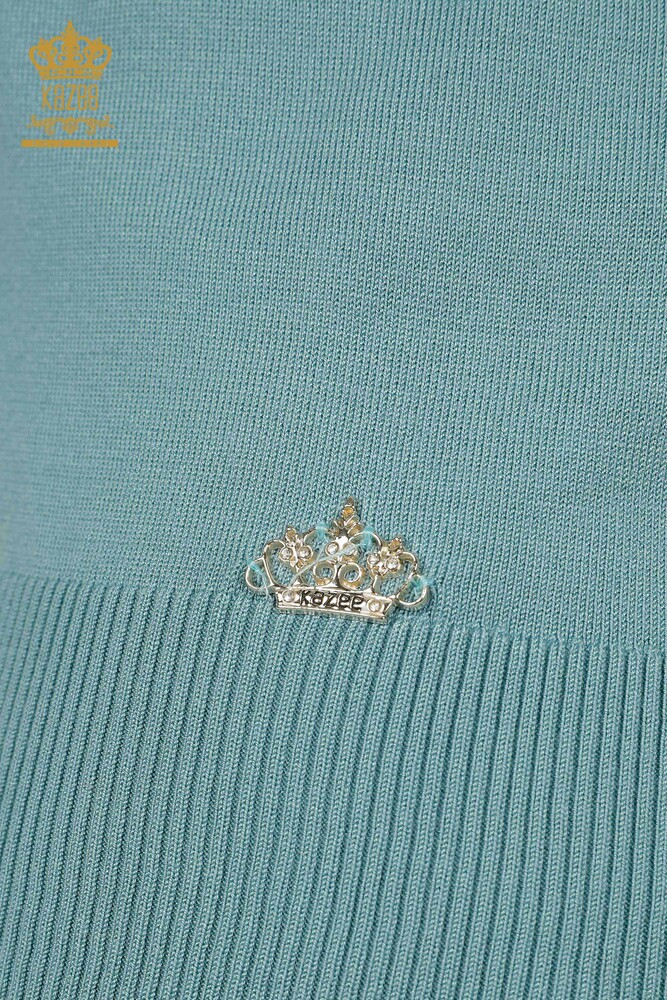 Grossiste Pull Femme - Col Montant - Viscose - Bleu Clair - 16168 | KAZEE - 6