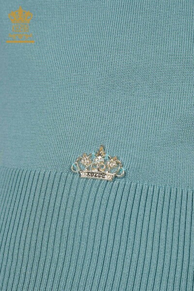 Grossiste Pull Femme - Col Montant - Viscose - Bleu Clair - 16168 | KAZEE - 6