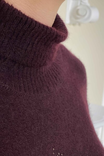 Vente en gros de pull en tricot à col roulé à motif angora pour femmes - 18798 | KAZEE - Thumbnail