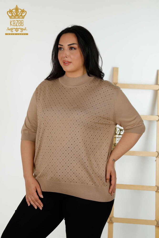 Grossiste Pull Femme - Manches Courtes - Beige - 16950 | KAZEE - 1
