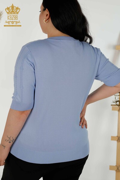 Grossiste Pull en Tricot Femme Manches Courtes Bleu - 30129 | KAZEE - 7