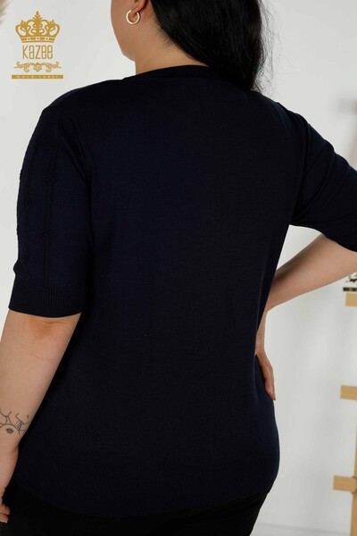 Grossiste Pull en Maille pour Femme à Manches Courtes Marine - 30129 | KAZEE - 7