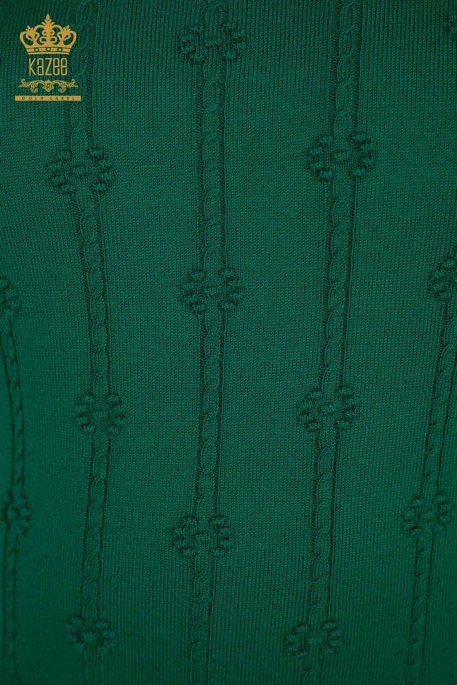 Grossiste Pull en Maille pour Femme Vert à Manches Courtes - 30129 | KAZEE - 3